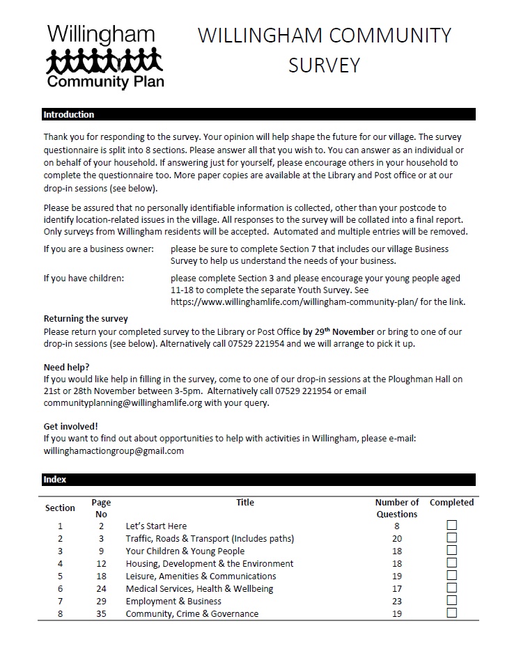Willingham Community Plan - Questionnaire 2021